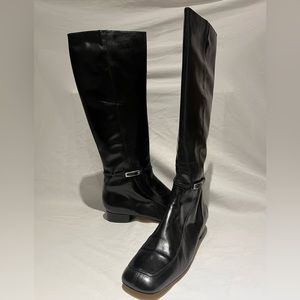 Pura Lopez Black Napa Leather Knee High Boots | Size 11 | New